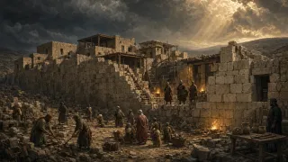 The builders learn to work under guard