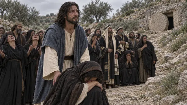 John 11:43-44: Bound hand and foot with graveclothes