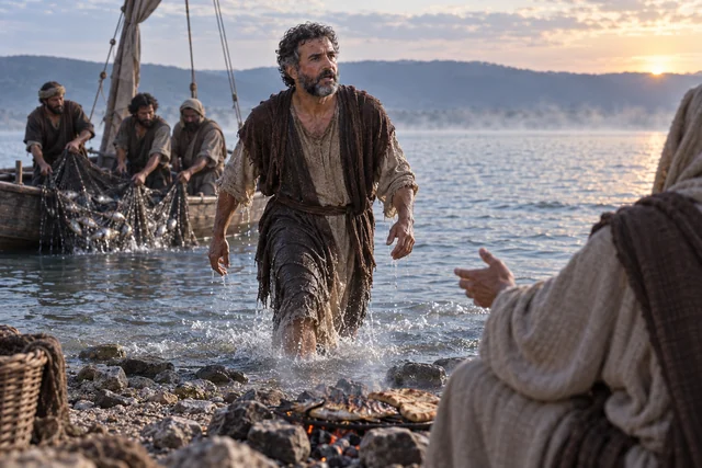 John 21:9-17: A fire of coals there, and fish laid thereon