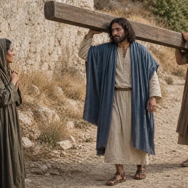 Lucas 23:26: Colocaram a cruz sobre ele
