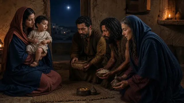 Matthew 2:13-14: He took the young child and his mother by night