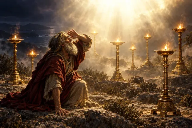 Revelation 1:10-12: I turned to see the voice that spake with me